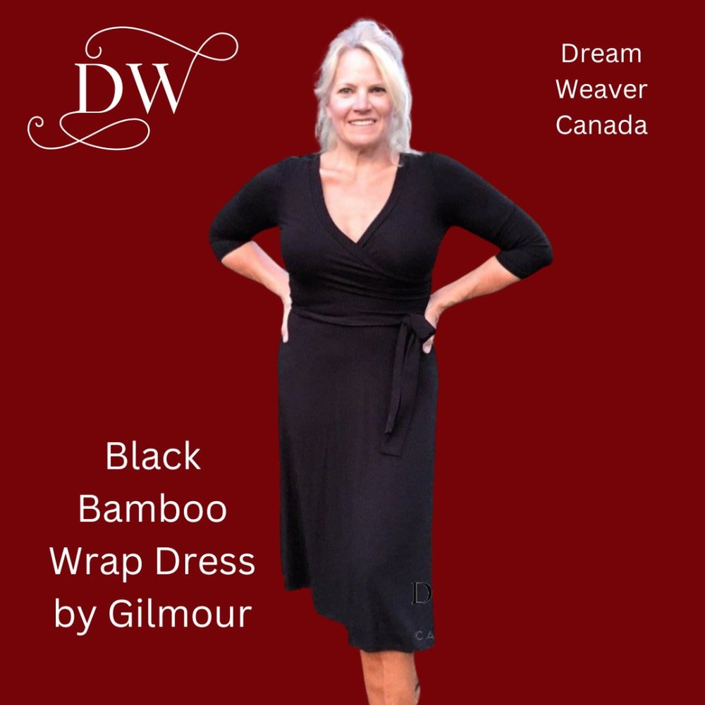 Black Bamboo Faux Wrap Dress | Gilmour Clothing | SOLD - Picture 4 of 4